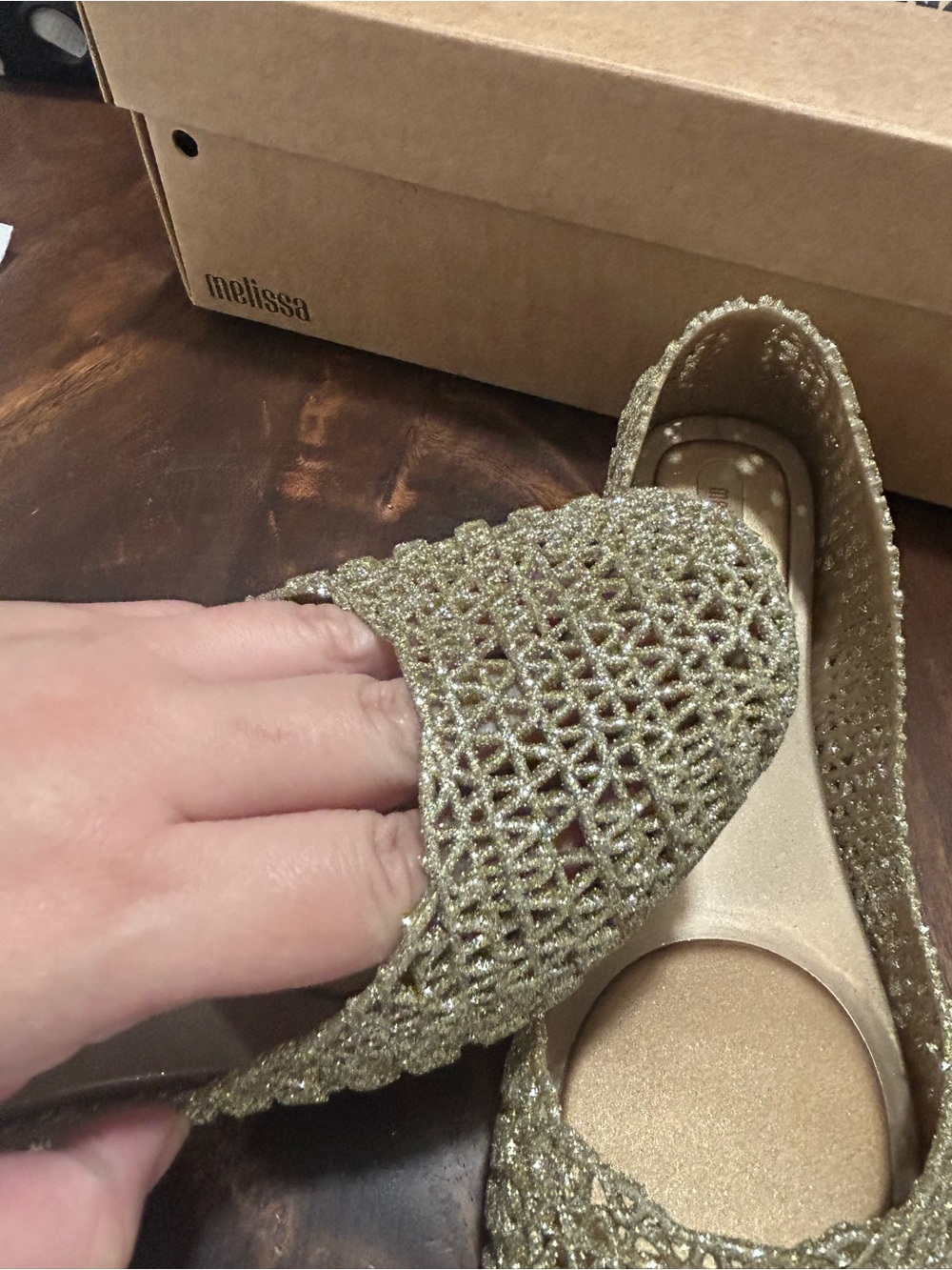 Melissa Campana Gold GlitterJelly Flats nwt - Picture 4 of 6